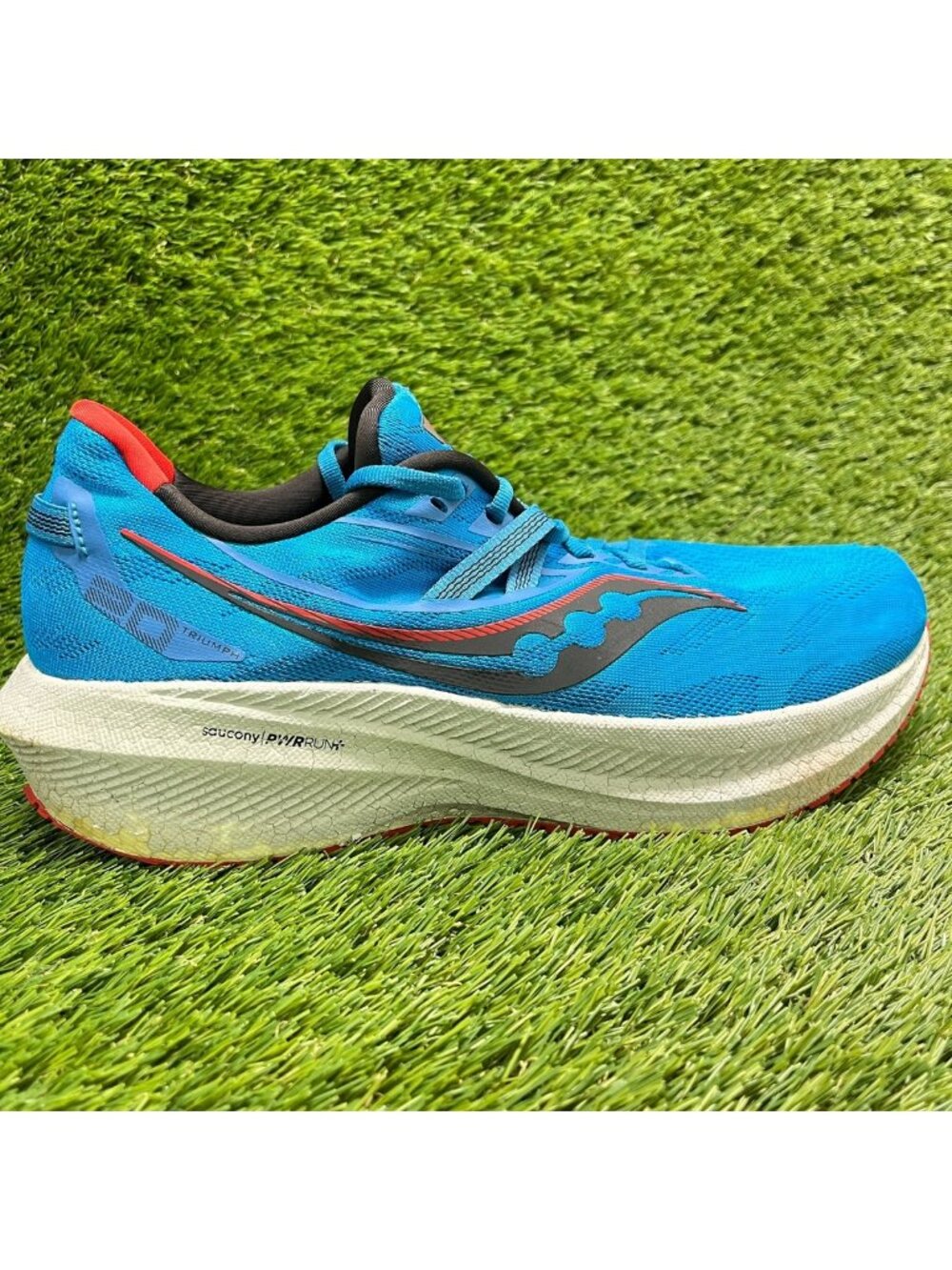 Saucony Triumph 20 Mens Size 11.5 Blue Red White Athletic Running Shoes Sneakers